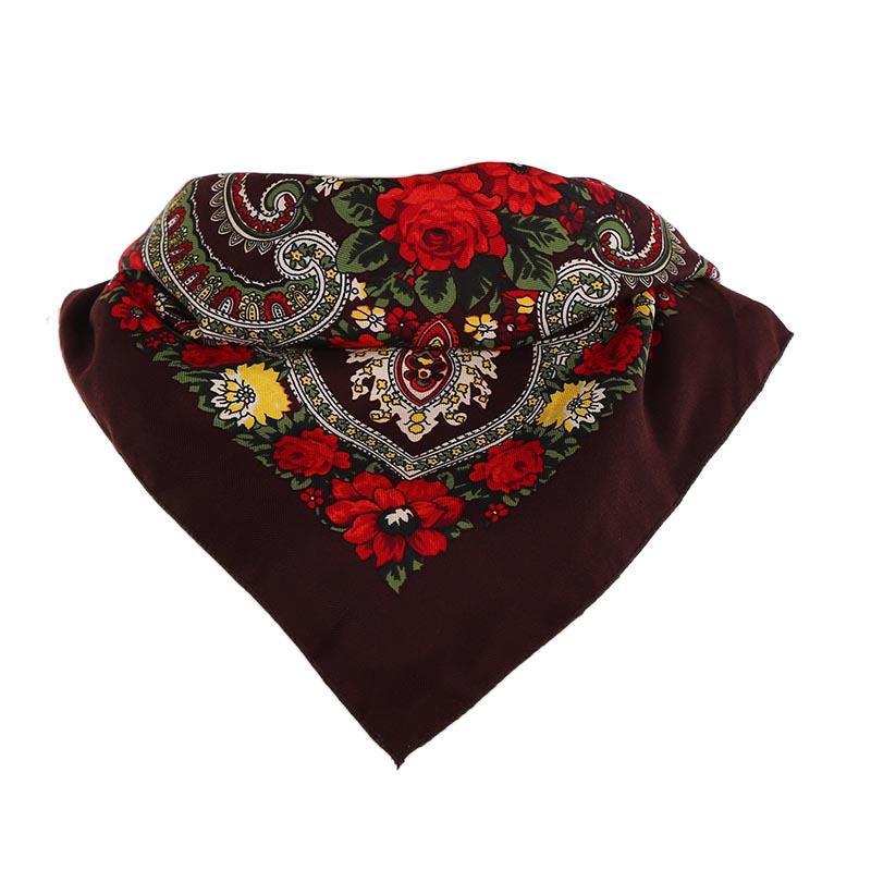 A041 Ethnic Printed Square Scarf - Winter/Autumn Headscarf Gauze