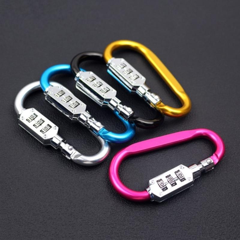 Padlocks for Luggage Aluminum Alloy Locks 3 Dial Digit Resettable Lock Carabiner