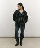 LOW TIDE High Neck Double Leather Jacket [Black]