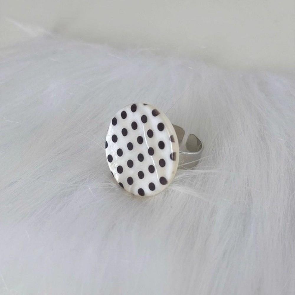 Personality Open Ring Resin Finger Ring Retro Polka Dot Ring Personality A