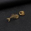Hollow Design Fish Bone Badge Stainless Steel Fish Skeleton Lapel Pin  Suit Decoration