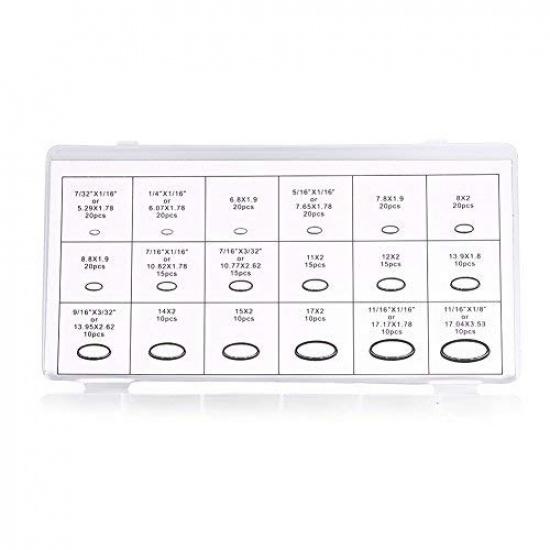 270Pcs 18 Sizes Assortment Kit Rubber O Ring Air Conditioning HNBR O Ring Set for Insulation Gasket Washer Seals Air Conditioning Car Auto Vehicle
