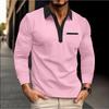 Men's Polo Shirt Button Solid Color Casual Long Sleeved T-shirt