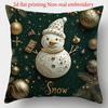 Christmas Pillowcase, Cute Cartoon Imitation Embroidery Linen Print Sofa Pillow Cover, Festival Decoration, Festival Gift (Pillow Insert Not Included)