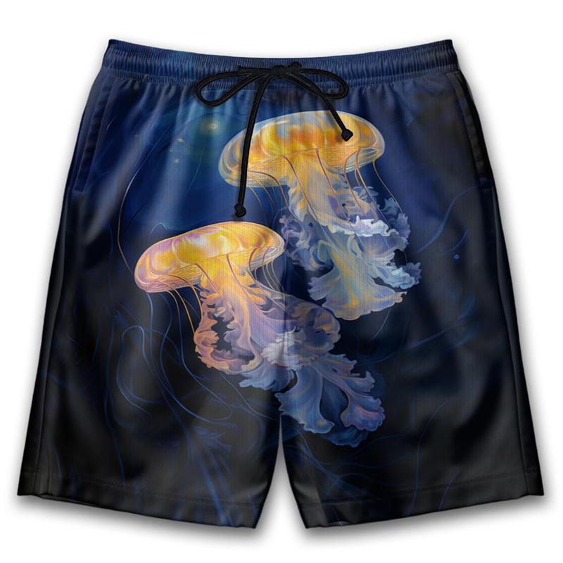 Fashion Jellyfish Pattern Beach Shorts For Men 3D Printing Sea Animal Swimming Trunks Kids Summer Quick Dry Surfboard Shorts
