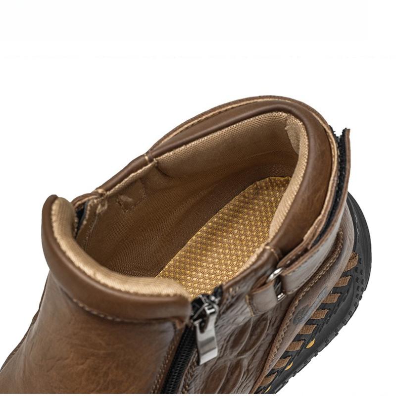 Classic Handmade Leather Boots for Men Fashion Outdoor Casual Ankle Boots Comfort Slip on Driving Shoes Men's Boots