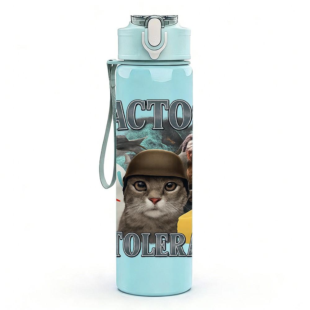 1PC Lactose Intolerant Cat Print 750ml Color Plastic Sports Water Bottle Leakproof Flip Straw Lid Suitable for Sports Office Home Use