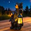 Solar Lights Solar Powered Bear Statue Decorative Lights Resin Figurine Statues Lamps for Garden Decor Lawn Yard Outside Home