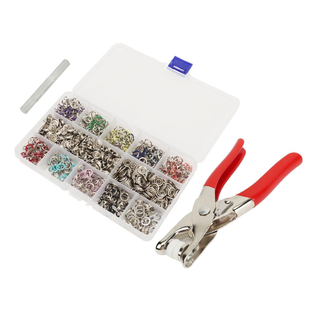 200 Sets Prong Ring Snap Button Kit with Snap Pliers Iron Pole Prevents Rust Iron Snap Fasteners
