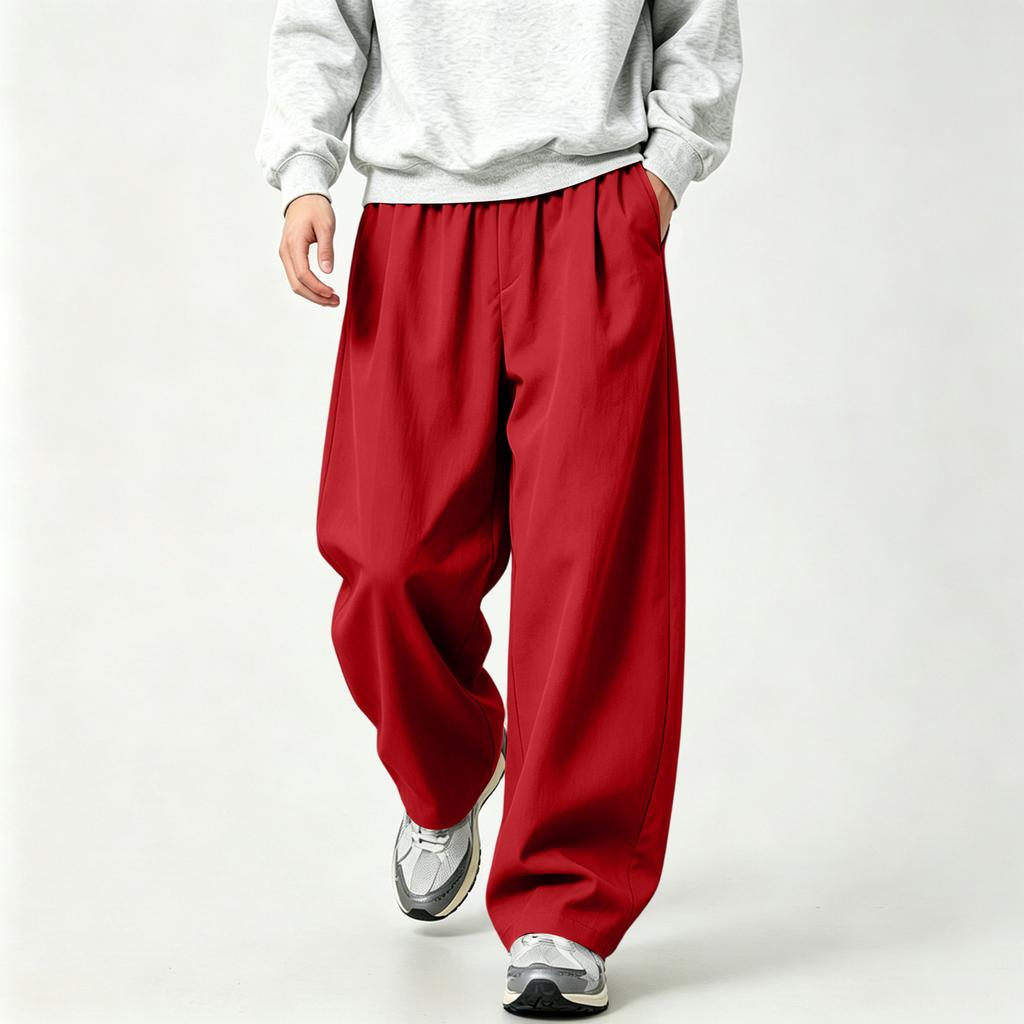 Men's Retro Wide Leg Pants with Loose Straight Fit