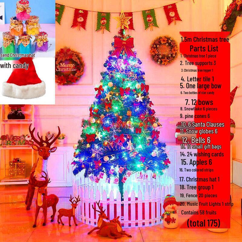 White Christmas Tree Set with 1m, 1.5m, 1.8m Trees - Snow-Decorated Holiday Decor for Home