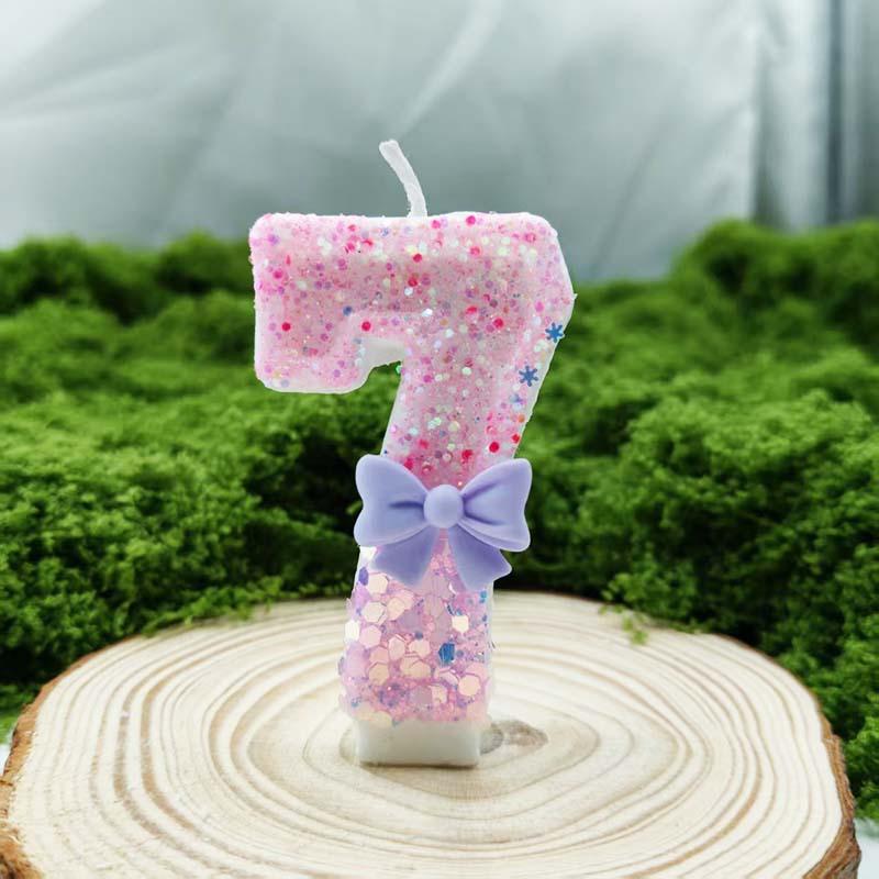 Purple Bow Birthday Party Cake Plugin Digital Candle Creative Design