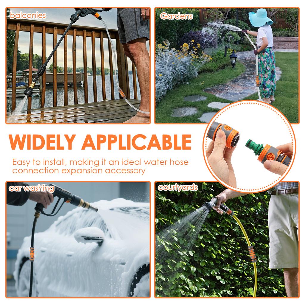 18-teiliges Schlauchverbinder-Set 1/2 Zoll Schlauchkupplungsset Doppelstecker Gartenschlauchverlängerung Zweiwegekupplung Verbindungsteil für Garten