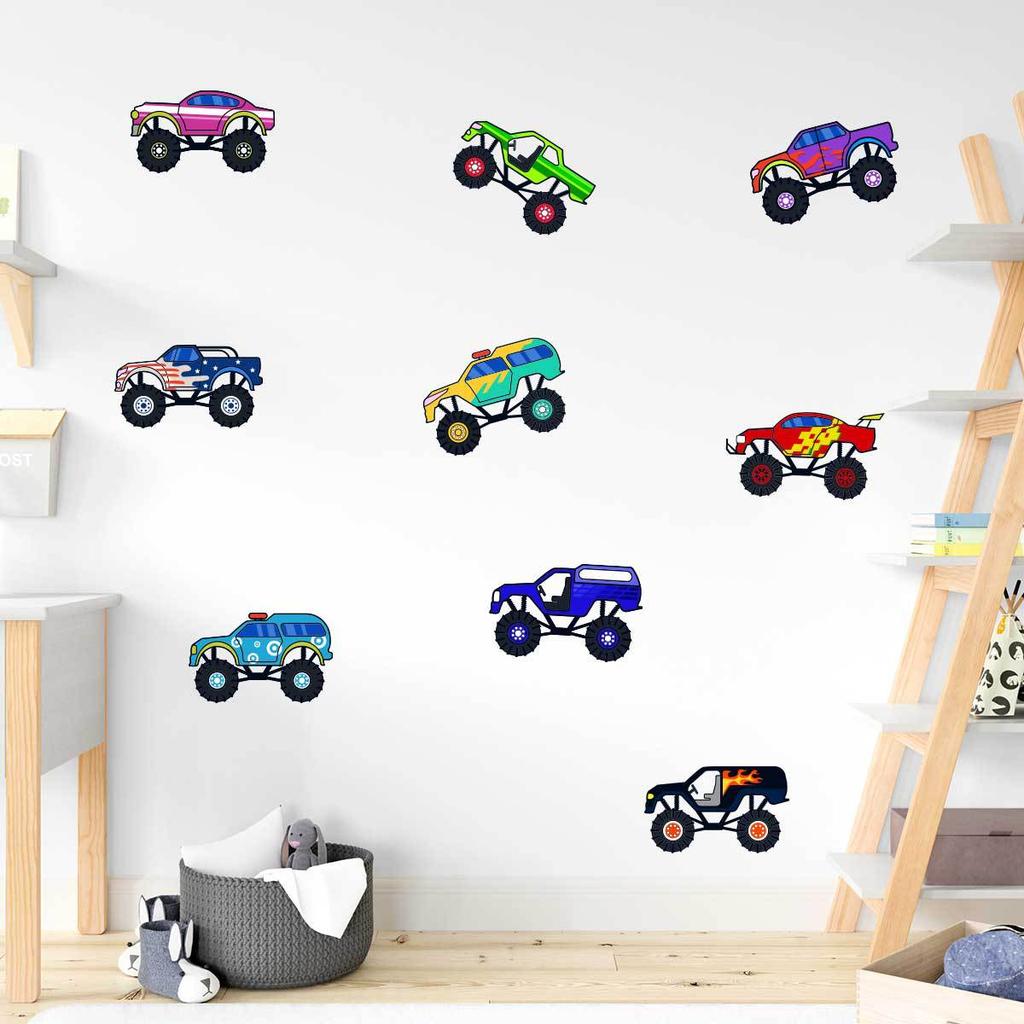 Cute Cartoon Vehicle Wall Sticker Children's Bedroom Background Decorative Sticker