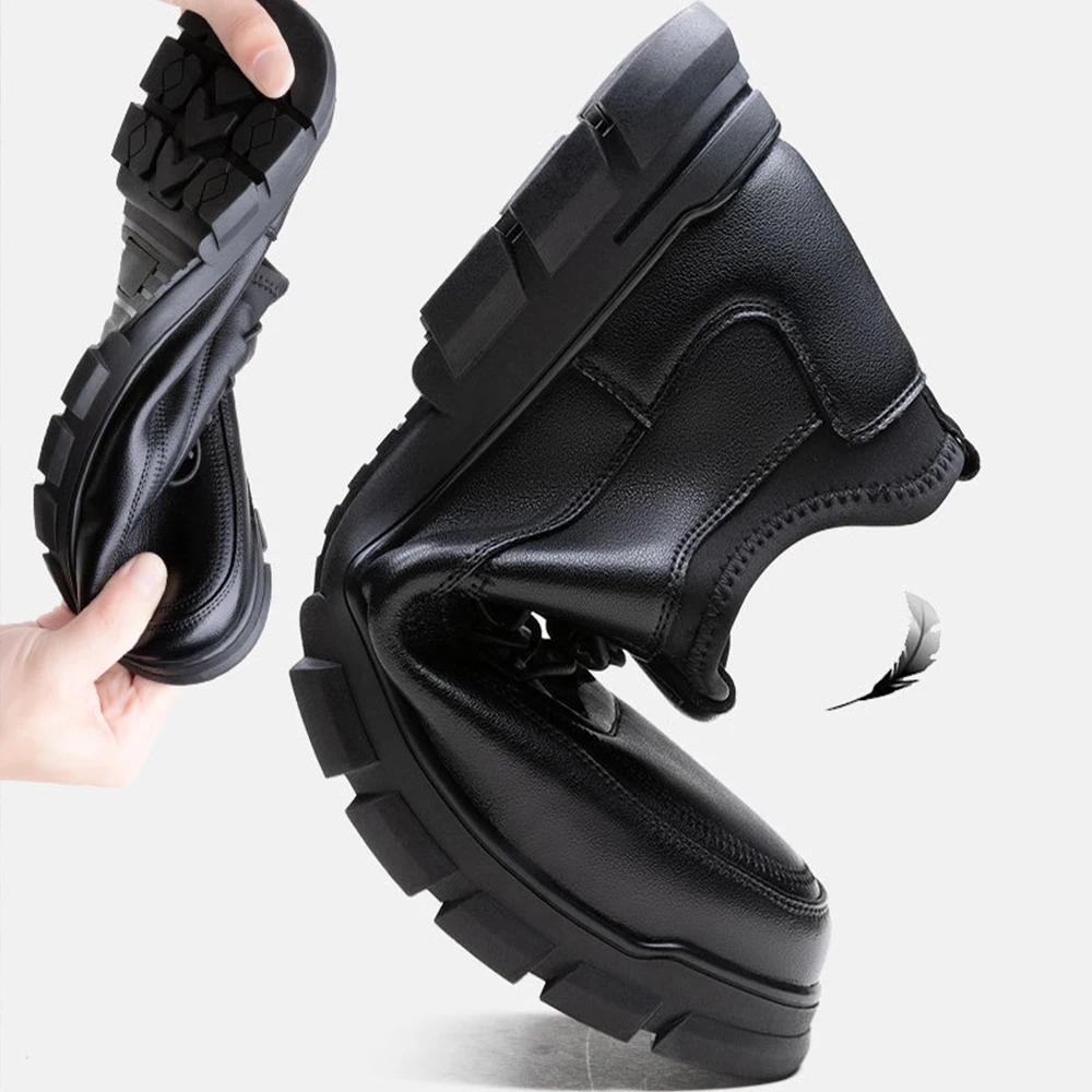 Mens Casual Leather Shoes Fashion Business Office Leather Shoes Comfortable Lightweight Soft Bottom Non-slip Mens Work Shoes