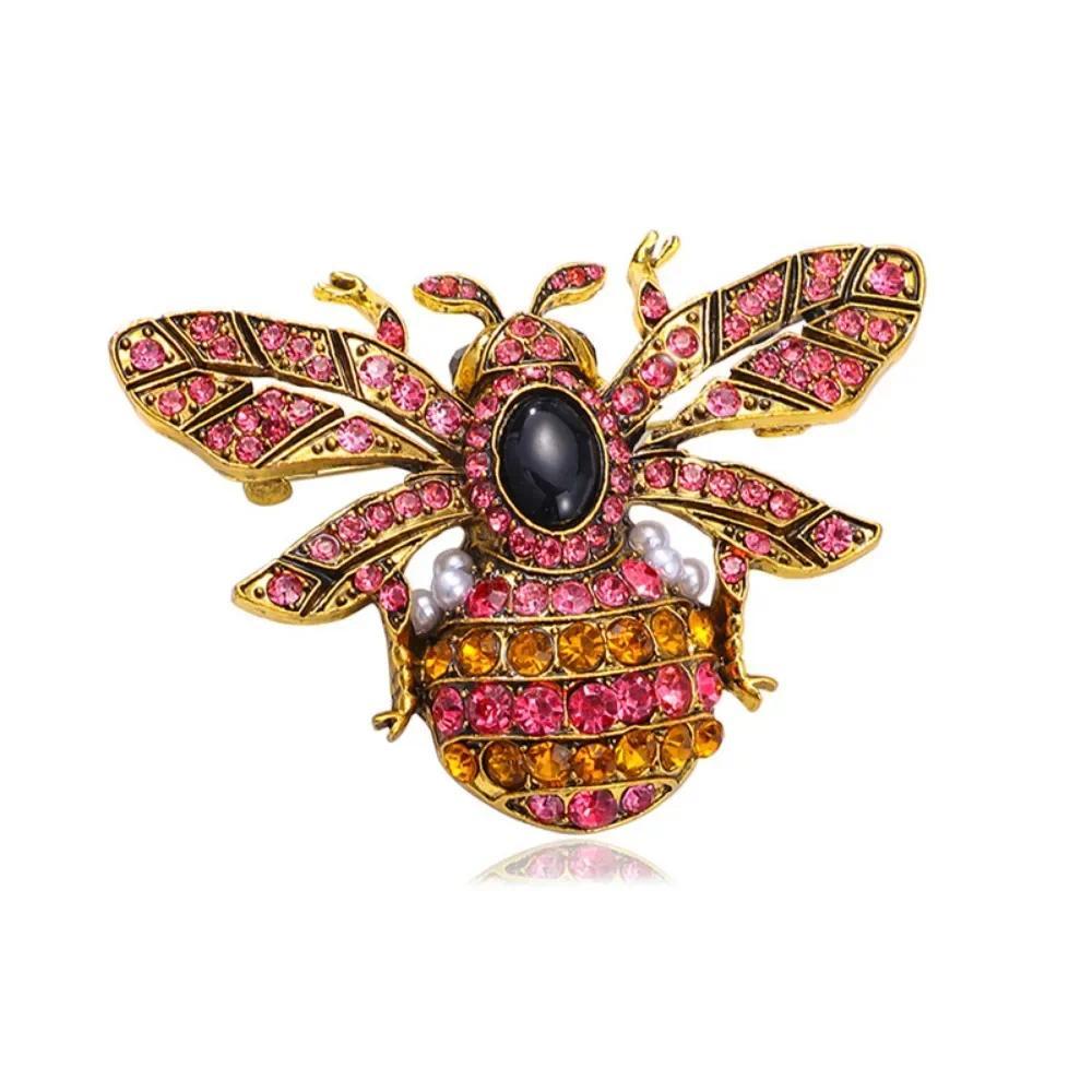 Baroque Rhinestone Bee Design Women's Brooch Simulated Insect Pins Suit Coat Accessories Party Holiday Couple Gift