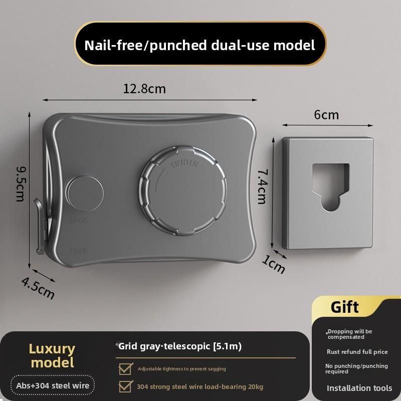 Modern Indoor Retractable Clothes Line With Stainless Steel Wire For Balcony And Bathroom Use