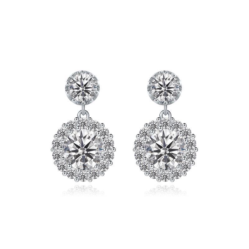 1 Carat Moissanite Stud Earrings, S925 Sterling Silver, Round Four-Claw Design