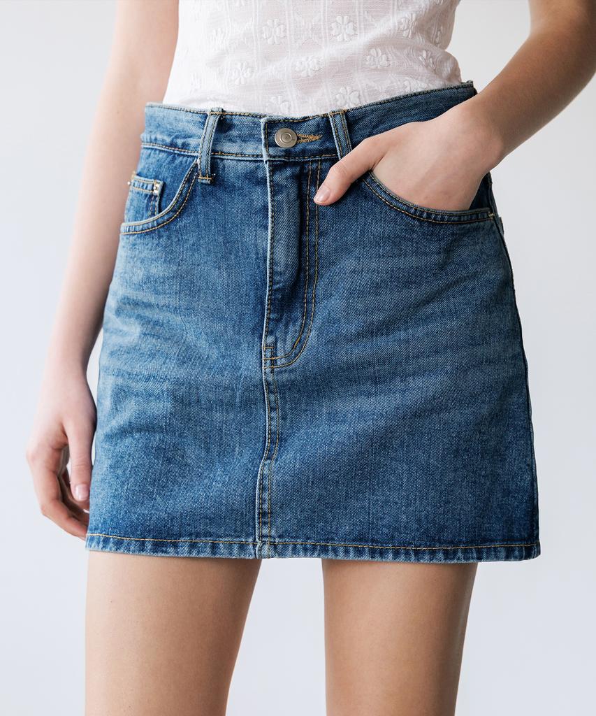 HYFVE Cotton Mini Denim Skirt Pants