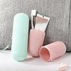 4 Pieces - Toothbrush Travel Case - Travel Toothbrush Holder - Portable Toothbrush Case - Waterproof Toothbrush Case with Cord - Gray Pink Green Whit