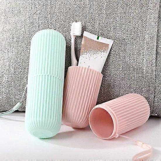 4 Pieces - Toothbrush Travel Case - Travel Toothbrush Holder - Portable Toothbrush Case - Waterproof Toothbrush Case with Cord - Gray Pink Green Whit