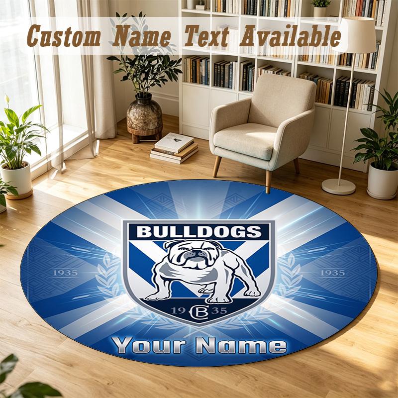 Round Rug Custom NameCanterbury-Bankstown Bulldogs Pattern Non Slip Carpet Home Floor Decor