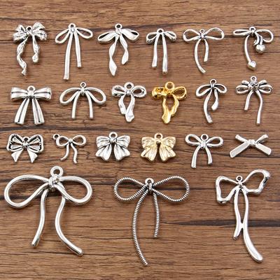 10pcs DIY Alloy Jewelry Small Accessories Hollow Cute Bow Pendant