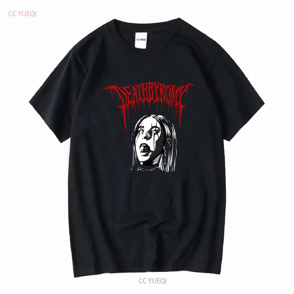 Deathbyromy Black Large T Shirt long or short sleeves vintage Washed Slightly Casual Versatile streetwear homme Stylish