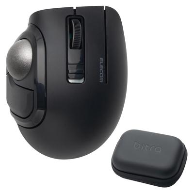 Elecom Bitra Trackball Bluetooth Wireless 5 mit dedizierter Aufbewahrung Maus, Leise, Daumenbedient, 2,4 GHz, 2-Geräte-Mehrfachkopplung, Tasten, Etui, Schwarz,