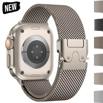 Strap For Apple Watch Ultra 2 Band 49mm 46mm 45mm 44mm 42mm 41mm 40mm 38mm Milanese Correa Bracelet iWatch Series SE 10 9 8 7 6 5 4