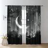 Starry Sky Moon Night Room Decorations Print Curtains Pole Bag Home Decoration Curtain Set Of 2 Made Polyester Washable