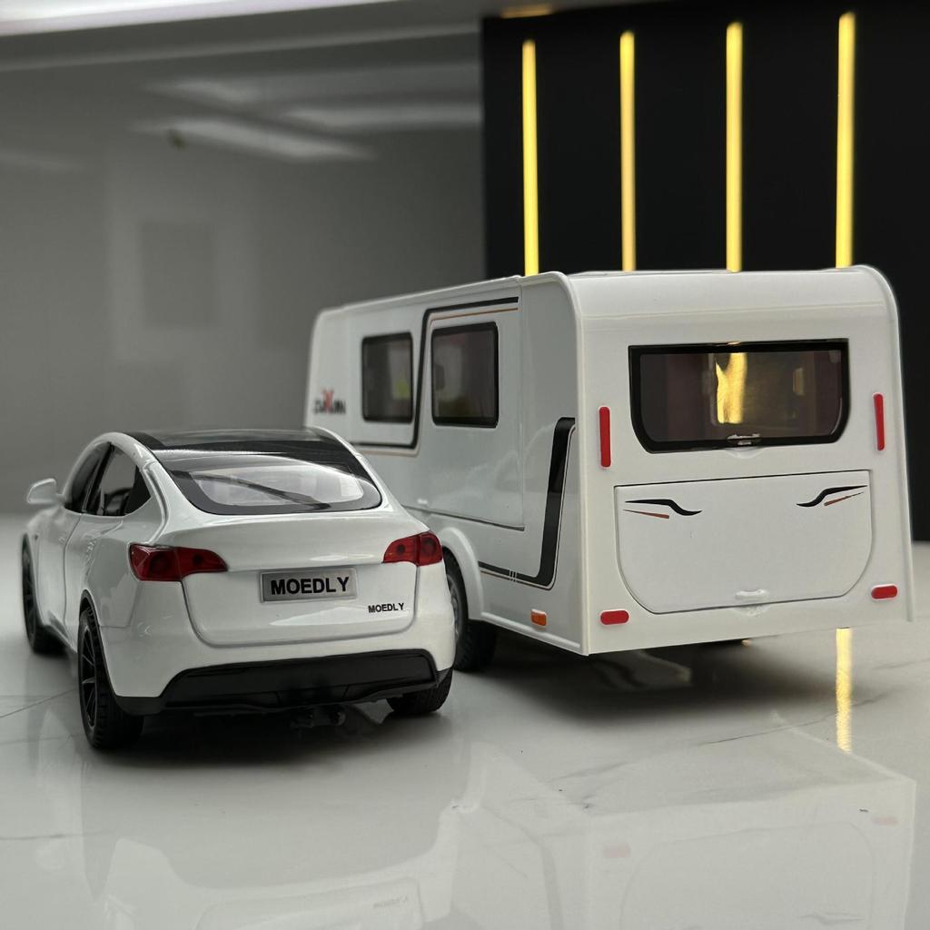 1/32 Scale Tesla Model Y Caravan Metal Diecast Alloy Toy Car Model Trucks For Kids Toys Vehicles Hobbies Collection