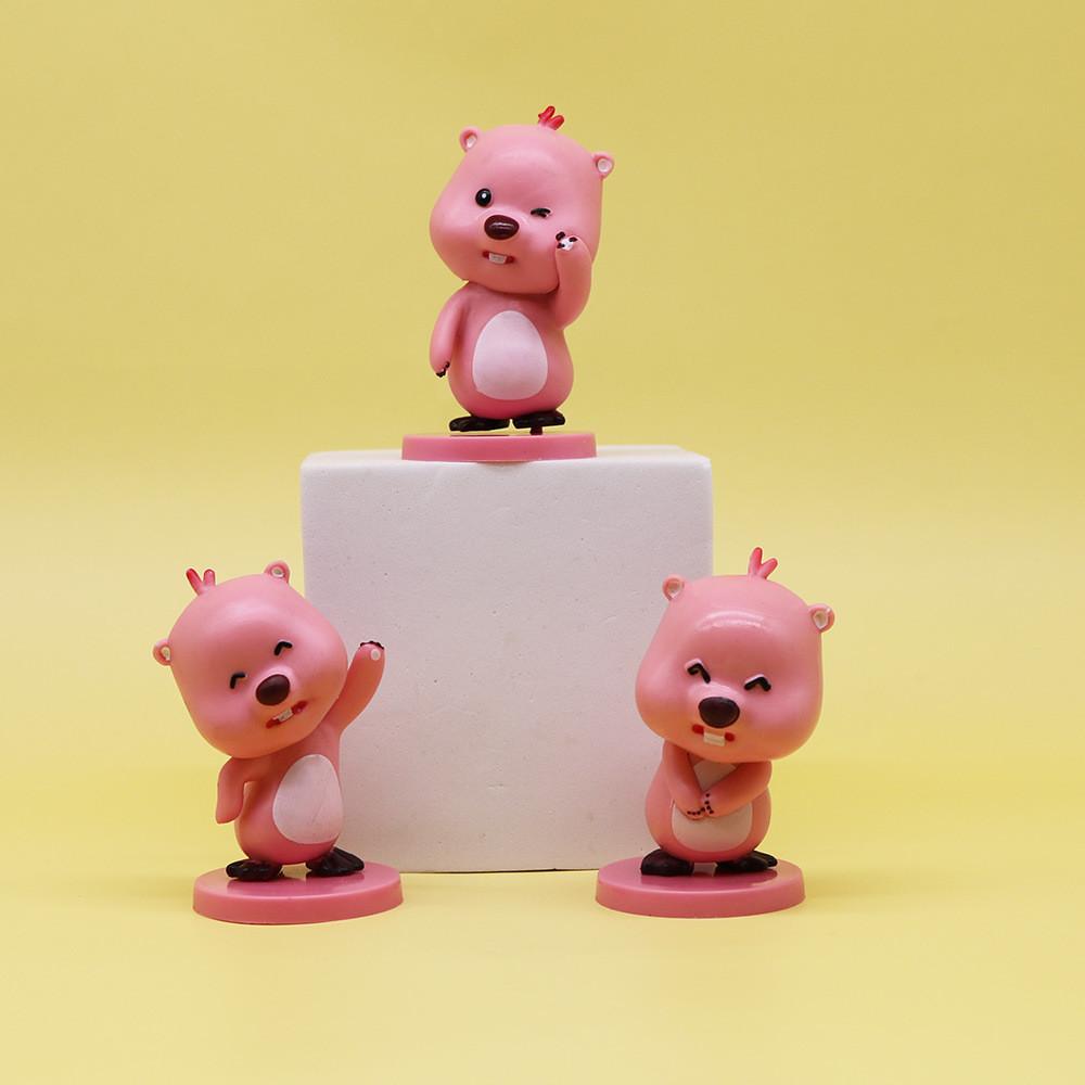 Cute Pink Beaver Figure 2nd Generation Blind Box Pvc Toy Car Desk Decor Gift For Girls