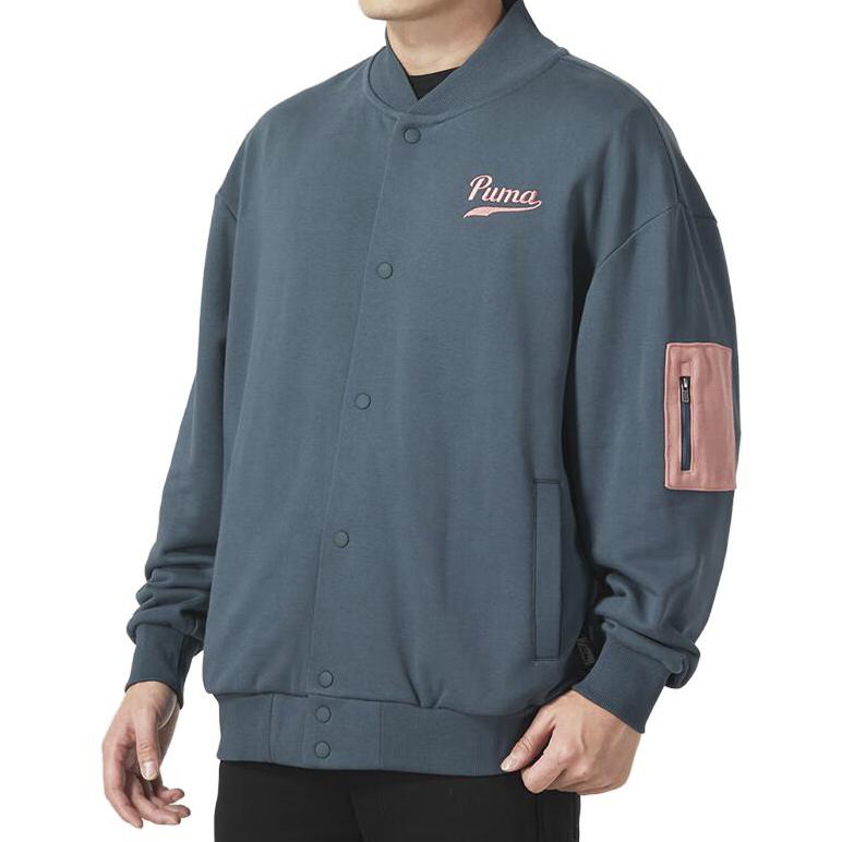 Puma Color Block Letter Print Long Sleeve Jacket Men Jackets Green 536788-42