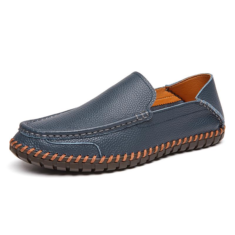 Fashion Brand Men'S Breathable And Anti Slip Loafers For Spring, New Men'S Comfortable Soft Soled Handmade Stitched Casual Shoes