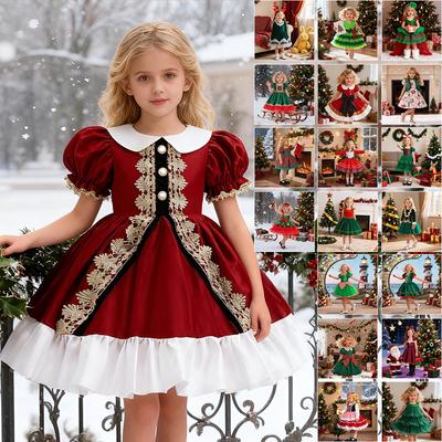 Holiday Red & Green Sequined Princess Dress - Christmas Cosplay Gown with Puffy Skirt for Girls