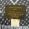 Great LOUIS VUITTON Scarf Escalp Logo Mania With fringe blue wool Women M75702 Used