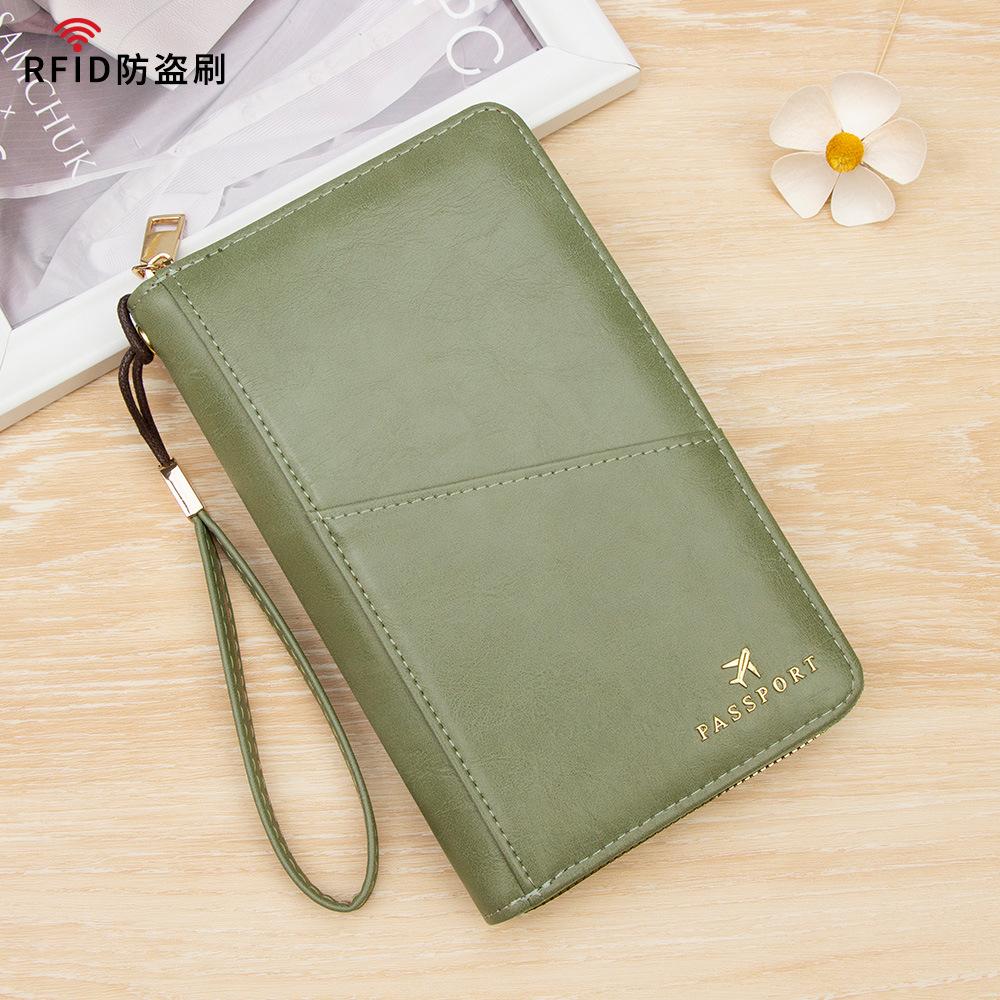 RFID Passport Holder PU Leather Travel Wallet Card Holder Zipper Organizer Wristlet Travel Document Wallet
