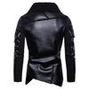 Cross Border Men's European Size Fashionable Irregular Design PU Leather Jacket With Plush Warm Leather Jacket PY1258