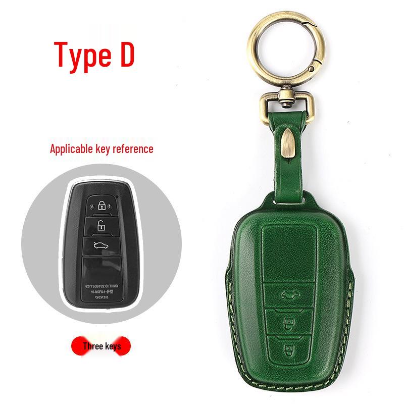 Genuine Leather Key Case for Toyota: Camry, Corolla, Highlander, RAV4, CHR, and Levin.