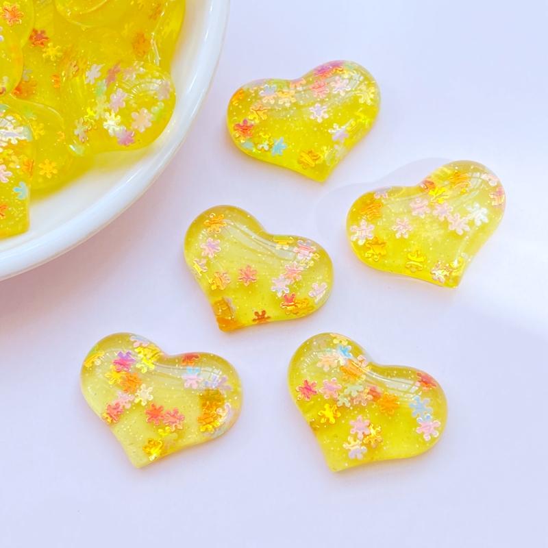 10Pcs New Cute Mini Resin Shining Heart Flat back Cabochon Scrapbook Kawaii DIY Embellishments Accessories