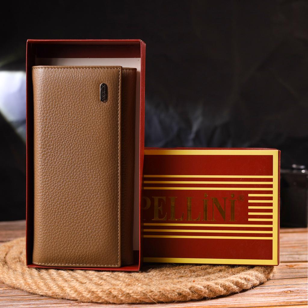 Women's Purse with Coin Holder Made of Genuine Leather CANPELLINI Wallet 21523 Beige