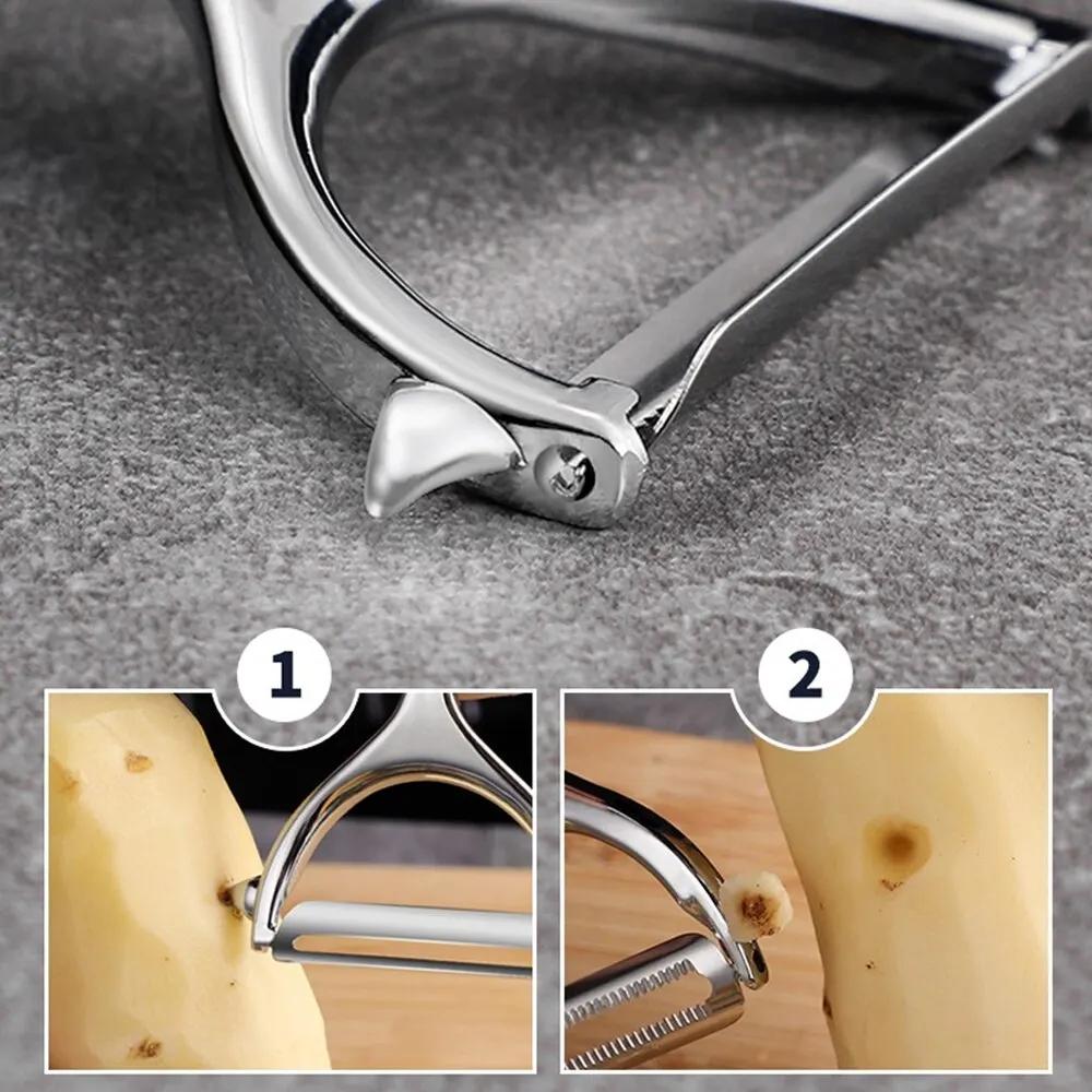 Two-piece Stainless Steel Peeler Zinc Alloy Blade Multifunctional Vegetables and Fruits Peeling Knife Household Kitchen Tools