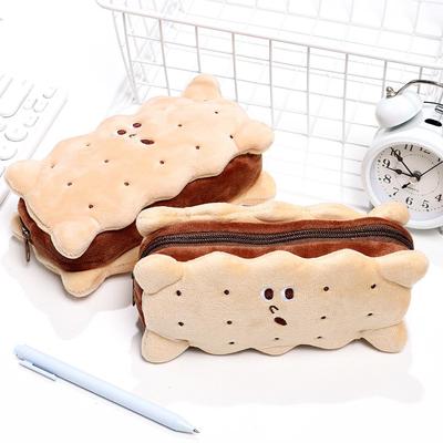 Sandwich Style Biscuit Shape High Capacity Student Supplies Pencil Case Stationery Bag Pen Storage