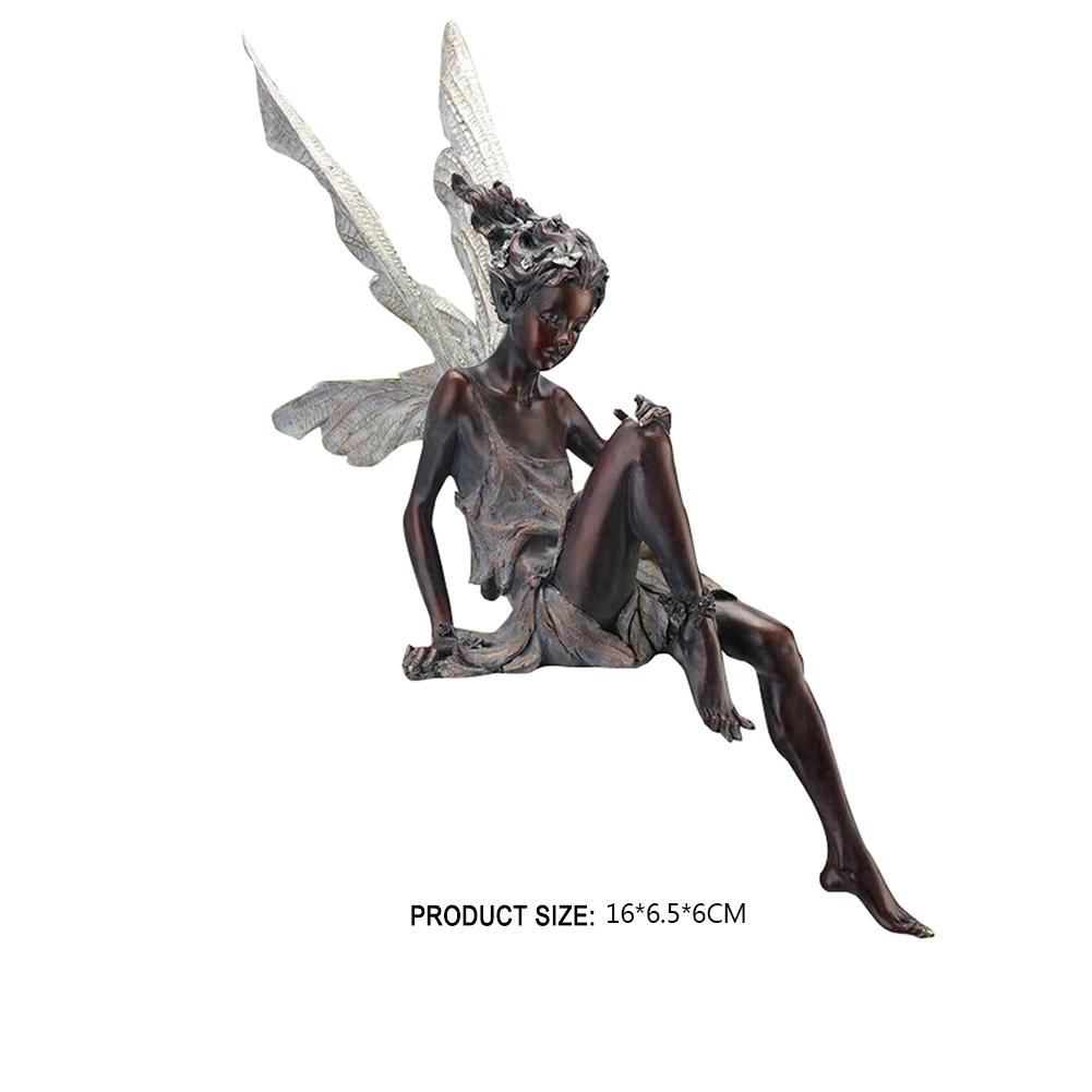 Цветочная Фея Скульптура Садовый Ландшафтный Дизайн Двора Художественное Украшение Смола Турек Сидящая Статуя Уличные Фигурки Ангелов Ремесло Украшения