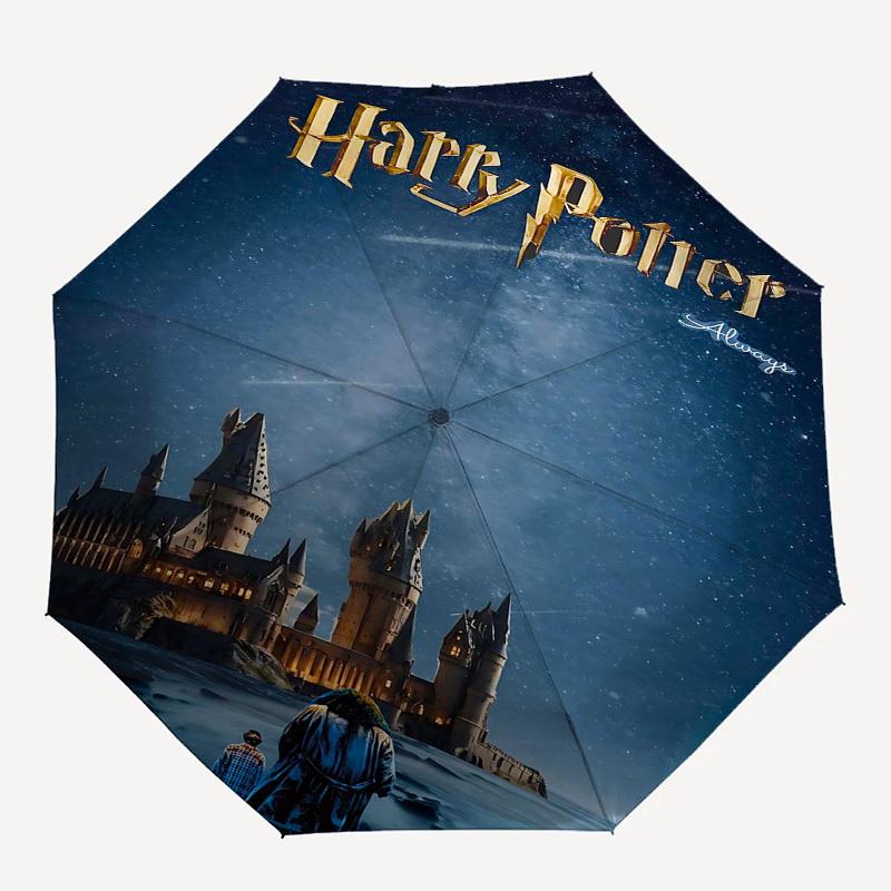 

1pc Harry Potter Always Automatic Folding Umbrella - Compact 8-Rib Design, Durable Plastic & Iron1478L