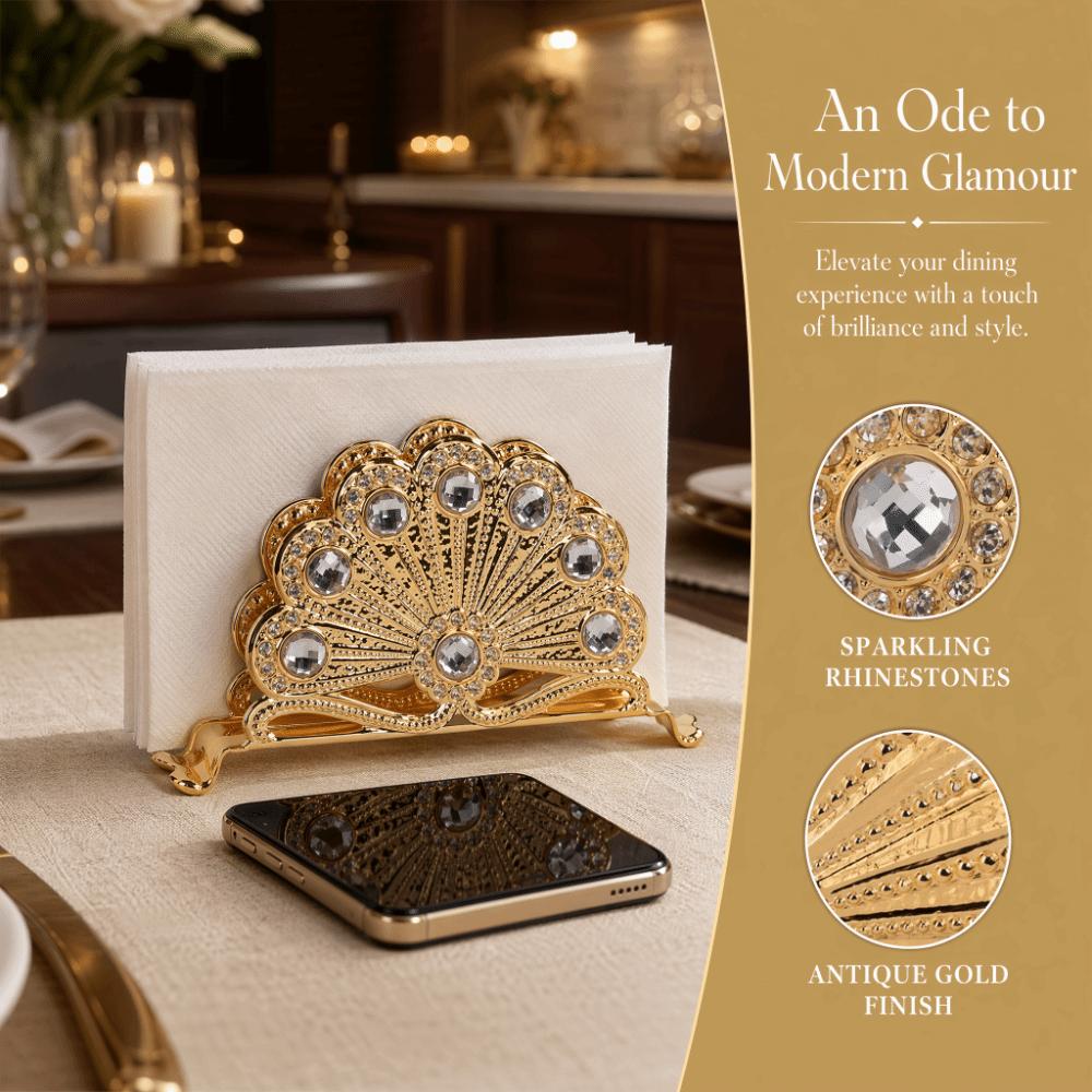 Gold Table Napkin Organizer Hollow Out Napkin Dispenser Decorative Napkin Holder For Kitchen