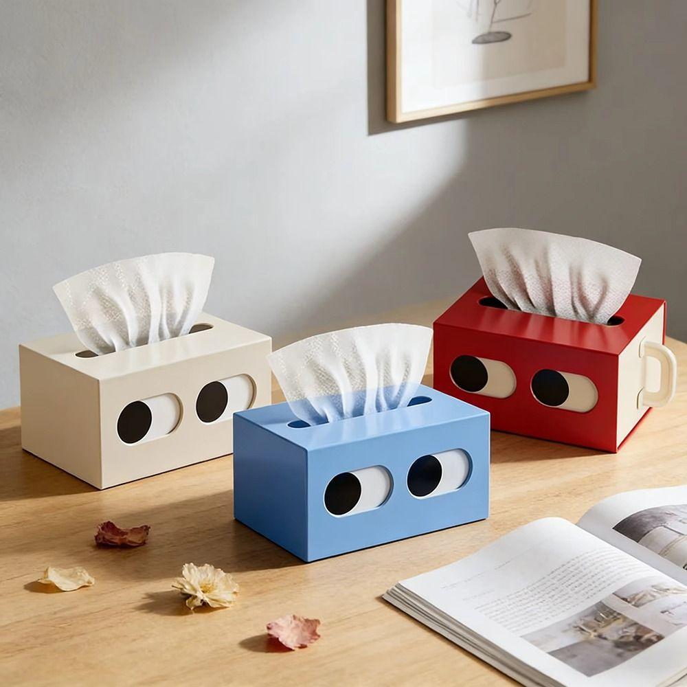 Rectangle Shape Cartoon Tissue Box Big Eyes Desktop Tissue Case Paper Towel Holder  Living Room