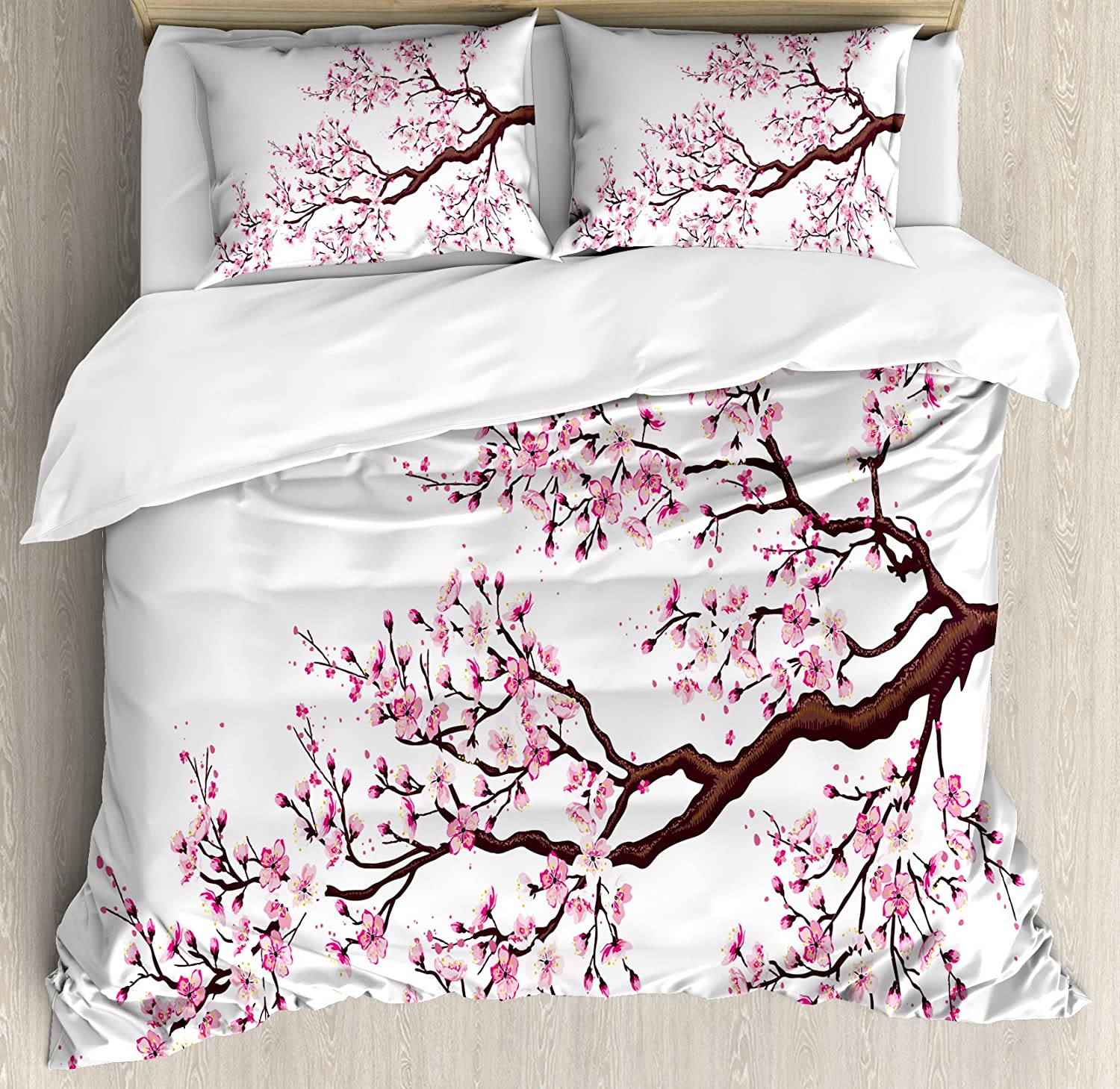 

Japanese Mount Fuji Sakura Tre Flower Soft Duvet Cover 3pcs Beding Set Home Textile Comfortable Quilt Cover Pilowcases Beding Set No Shet 135*200cm Eu-Single