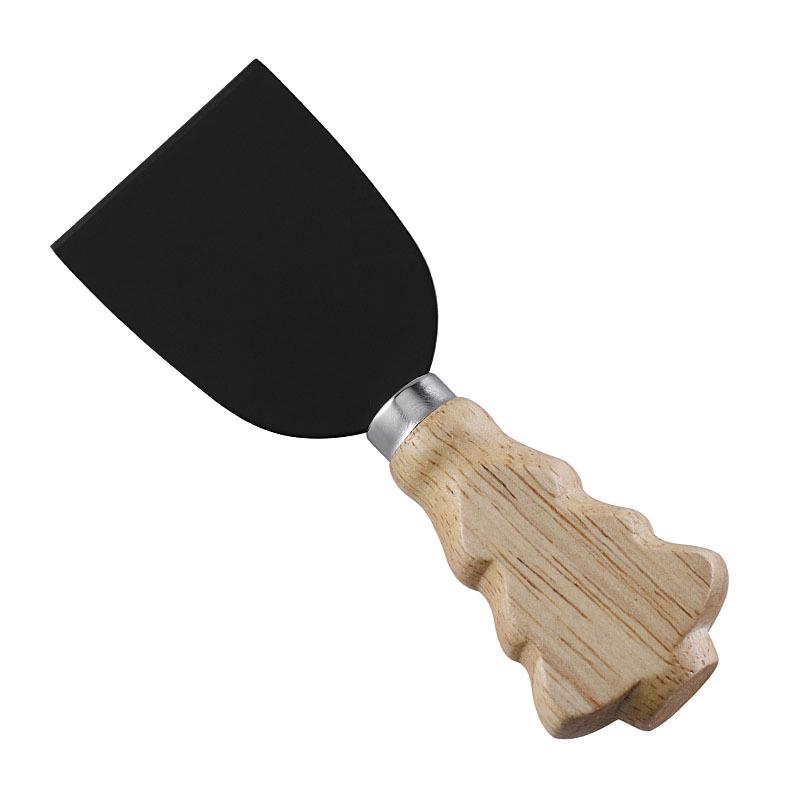 

Black Stainless Steel Cheese Knife Set with Rubber Wood Christmas Tree Handle